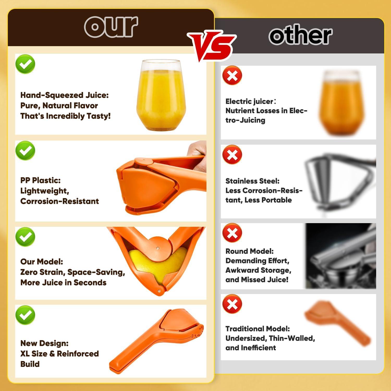 Exprimidor de Limón Manual HomeyVenture Naranja Ergonómico