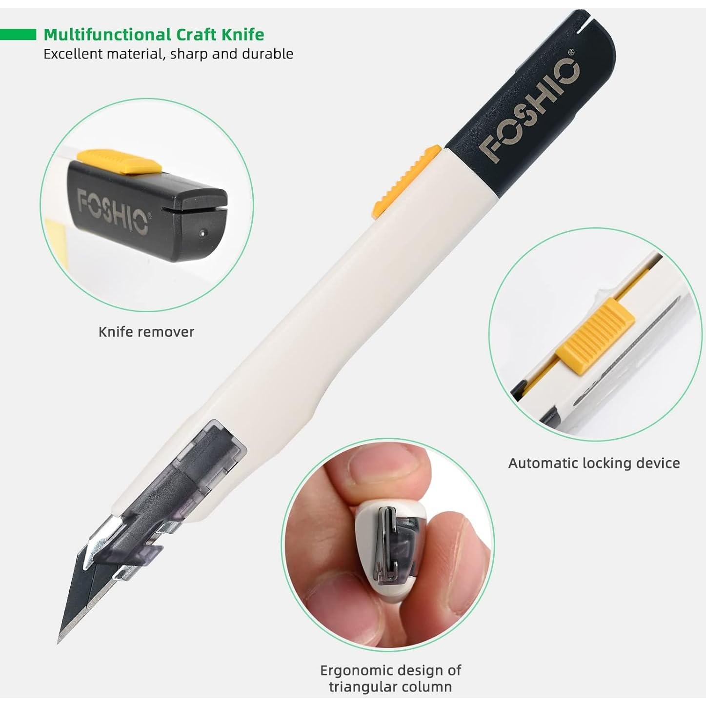 Cuchillo Utilitario Retráctil FOSHIO con 10 Cuchillas 9MM