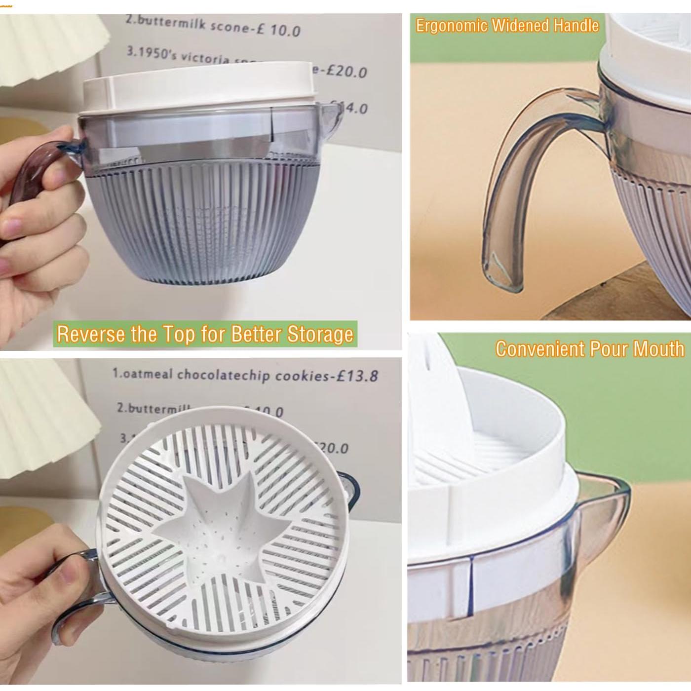 Exprimidor Manual Mitautau 590ml con Filtro y Rallador Blanco