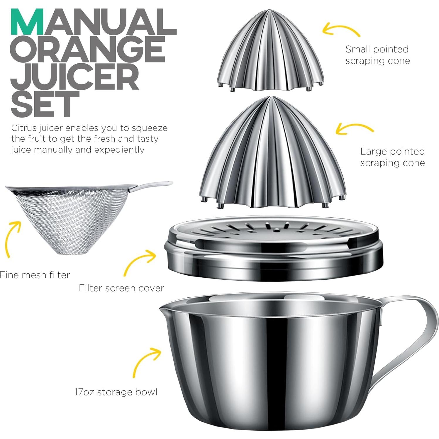 Exprimidor Manual de Cítricos Homestia Acero Inoxidable 400ml