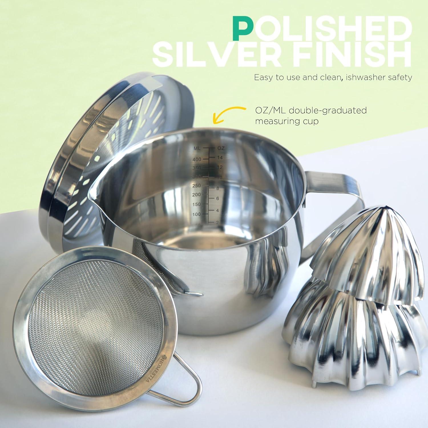 Exprimidor Manual de Cítricos Homestia Acero Inoxidable 400ml