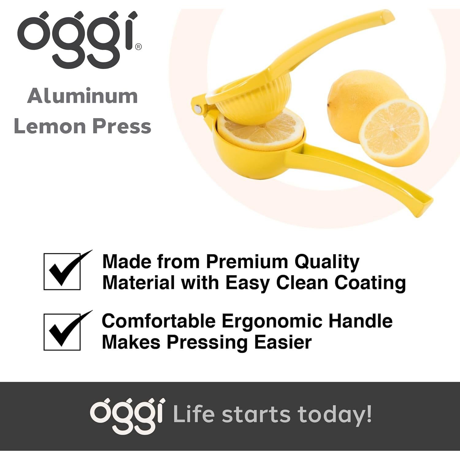 Prensa de Limón OGGI - Exprimidor Manual de Aluminio Amarillo