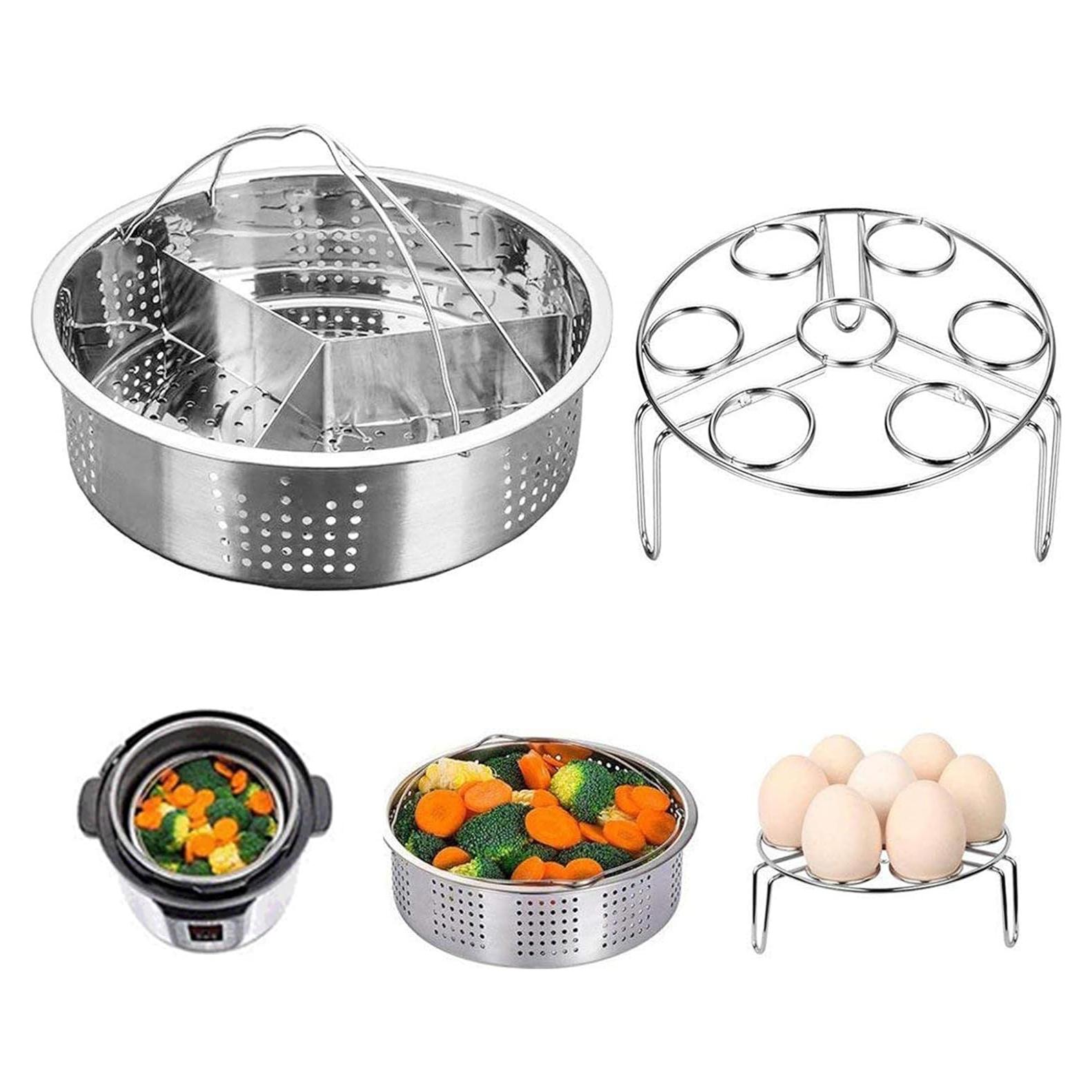 Juego de Cestas de Vapor Acero Inoxidable 21x6cm para Instant Pot