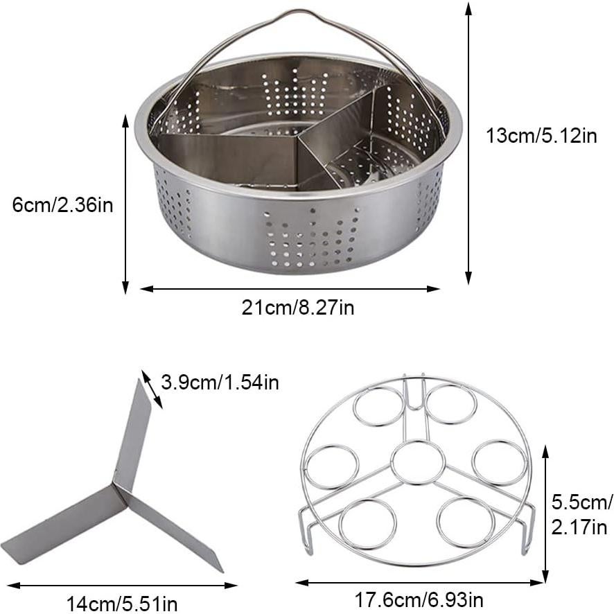 Juego de Cestas de Vapor Acero Inoxidable 21x6cm para Instant Pot