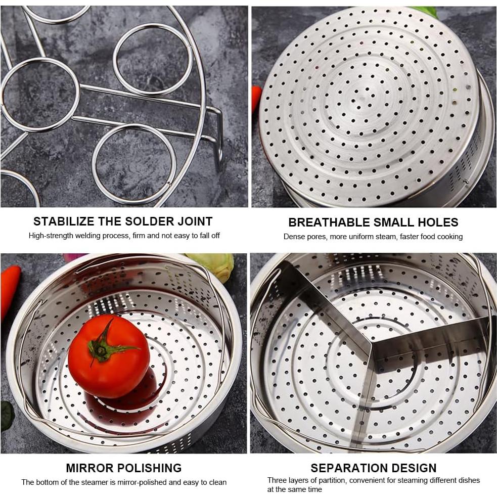 Juego de Cestas de Vapor Acero Inoxidable 21x6cm para Instant Pot