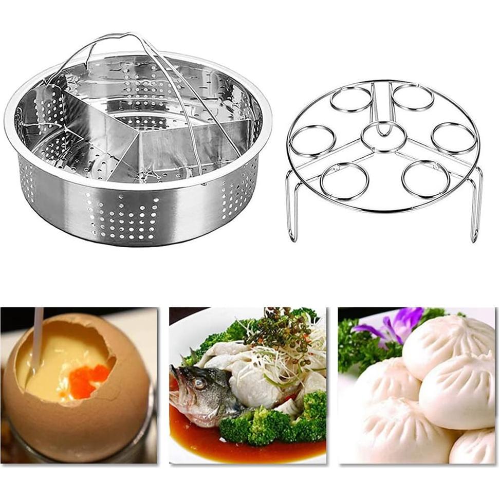 Juego de Cestas de Vapor Acero Inoxidable 21x6cm para Instant Pot