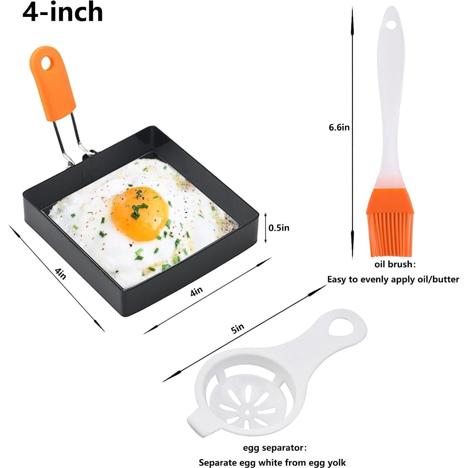 Anillos de Huevo Cuadrados 4" Acero Inoxidable kfzhenqi