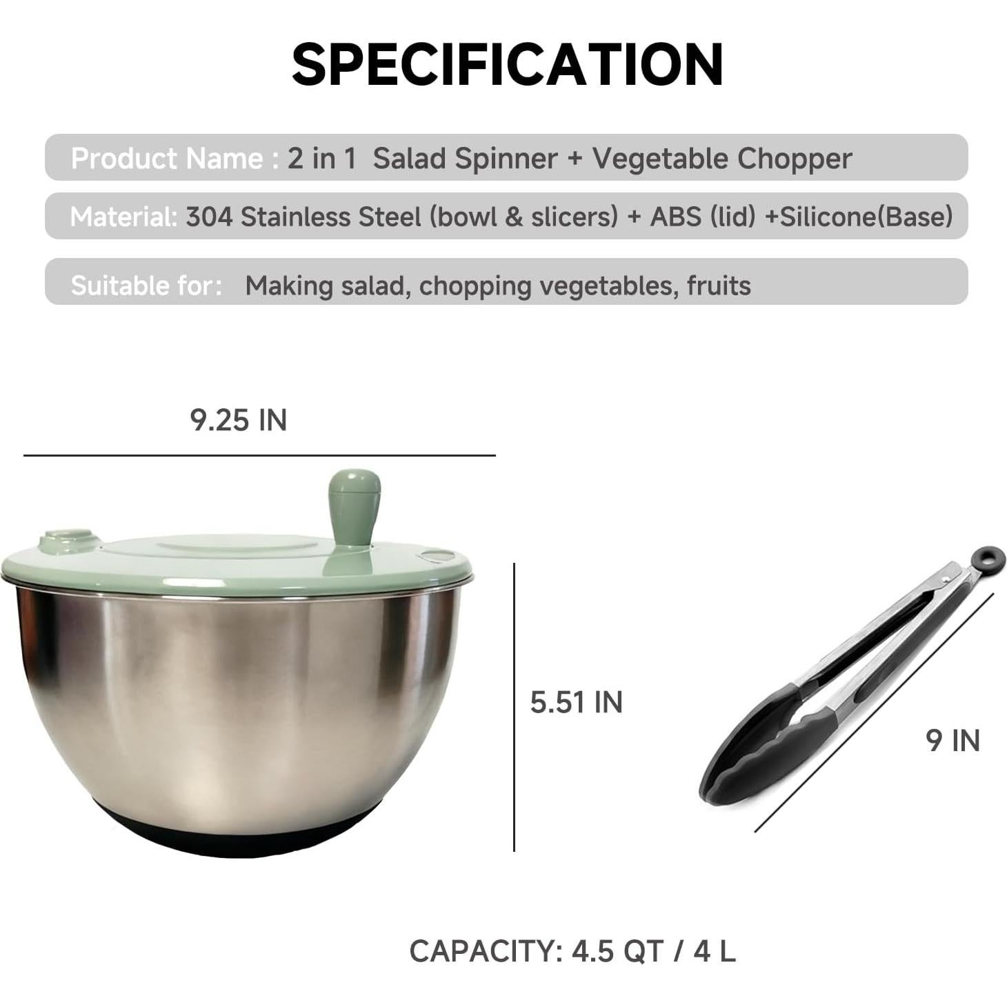 Escurridor de Ensalada 5 en 1 SYXLTSH Acero Inoxidable 304