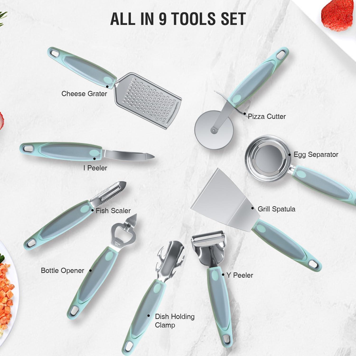 Juego de Utensilios de Cocina HIFIND 9 PZS Acero Inoxidable