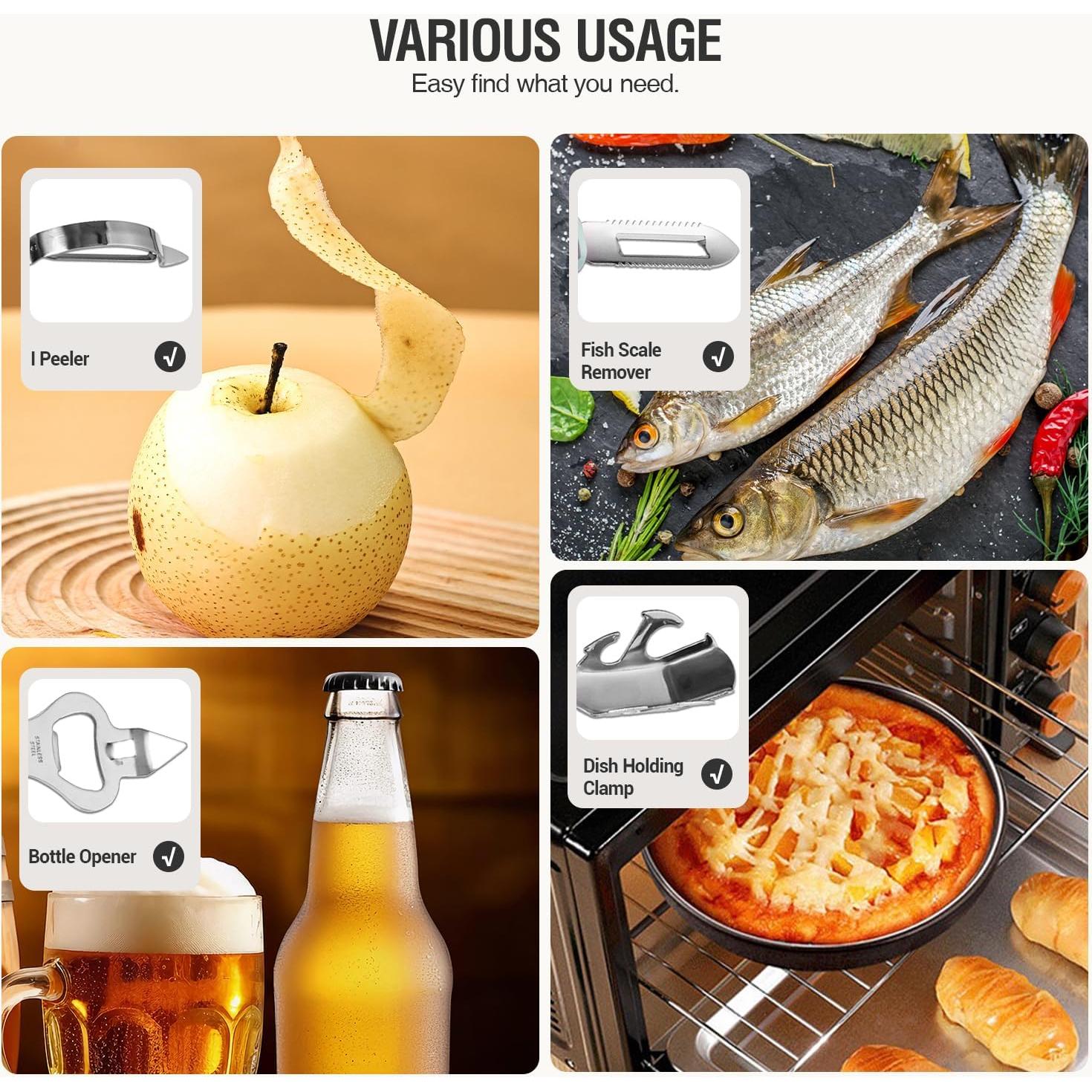 Juego de Utensilios de Cocina HIFIND 9 PZS Acero Inoxidable