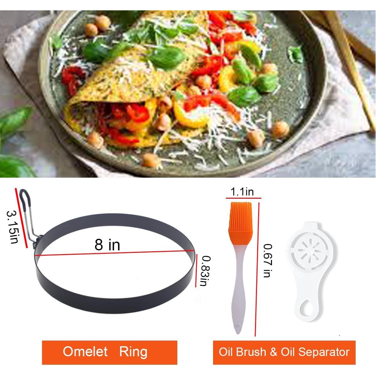 Anillo de Omelette Grande WOWITIS 20 cm Antiadherente con Accesorios