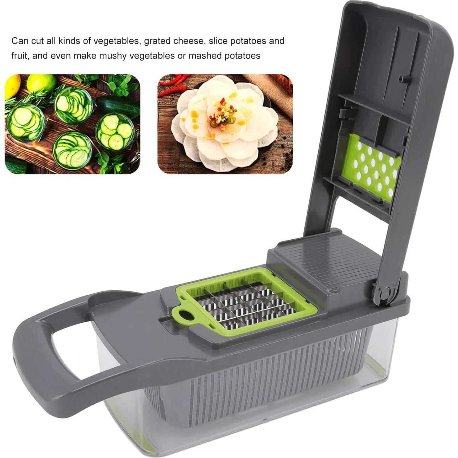 Picador de Verduras BORDSTRACT 14 en 1 Manual con 6 Cuchillas