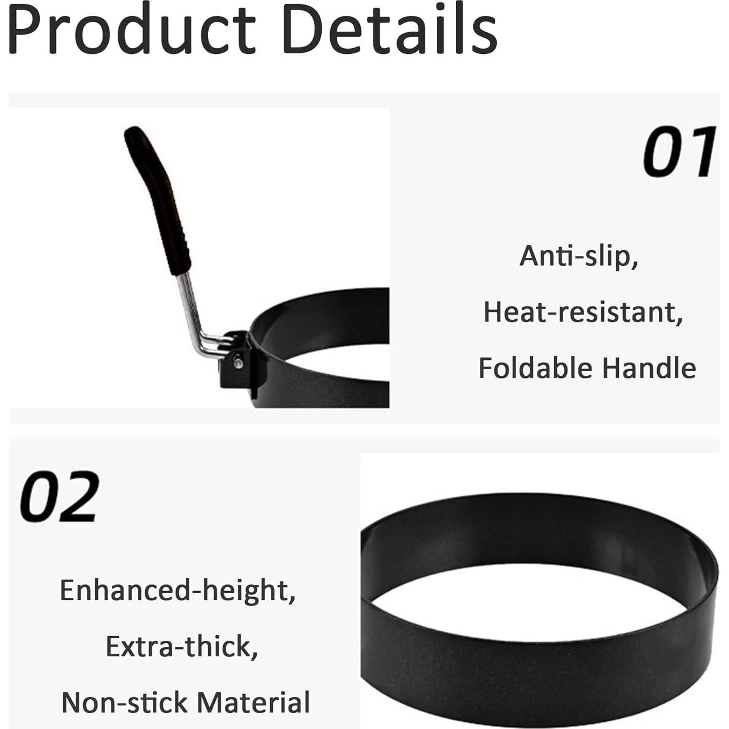 Set de 4 Anillos para Huevos de Acero Inoxidable 8.9 cm con Brocha