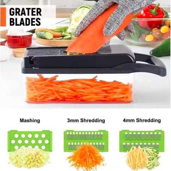 Cortador de Verduras 16 en 1 Genérico con Cuchillas de Acero Inoxidable