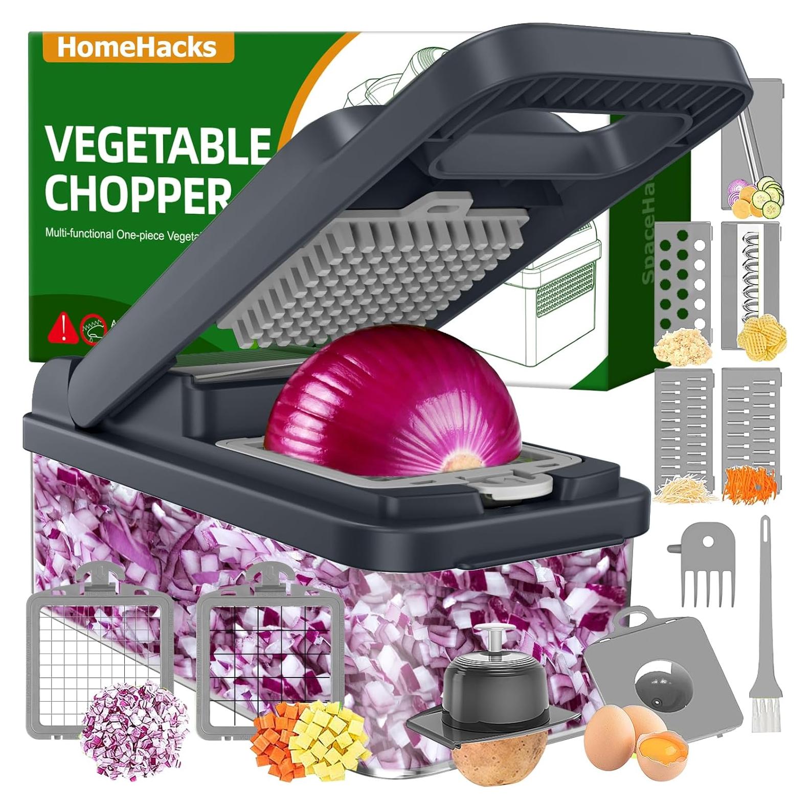 Picador de Verduras HomeHacks 12 en 1 con 7 Cuchillas - Gris