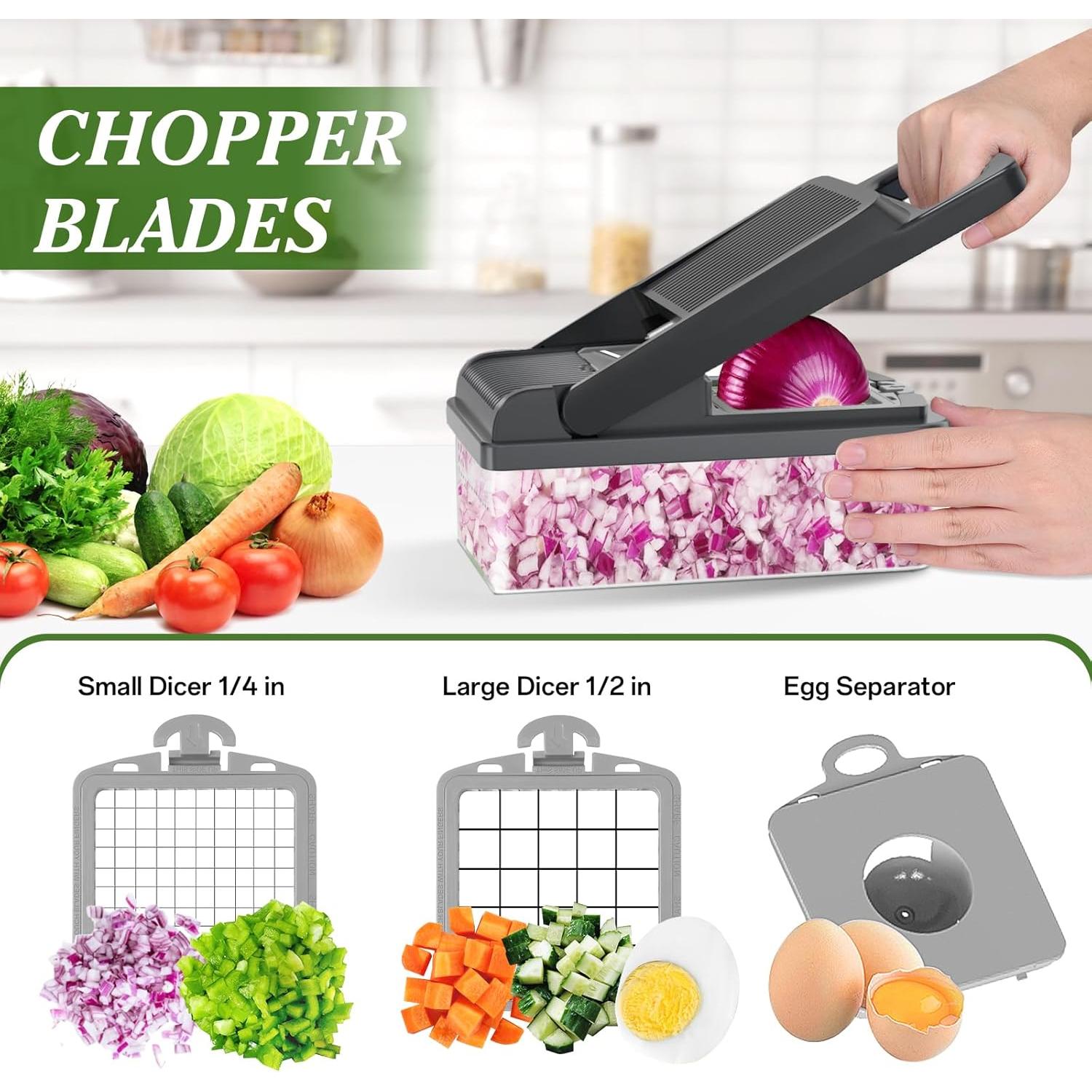 Picador de Verduras HomeHacks 12 en 1 con 7 Cuchillas - Gris