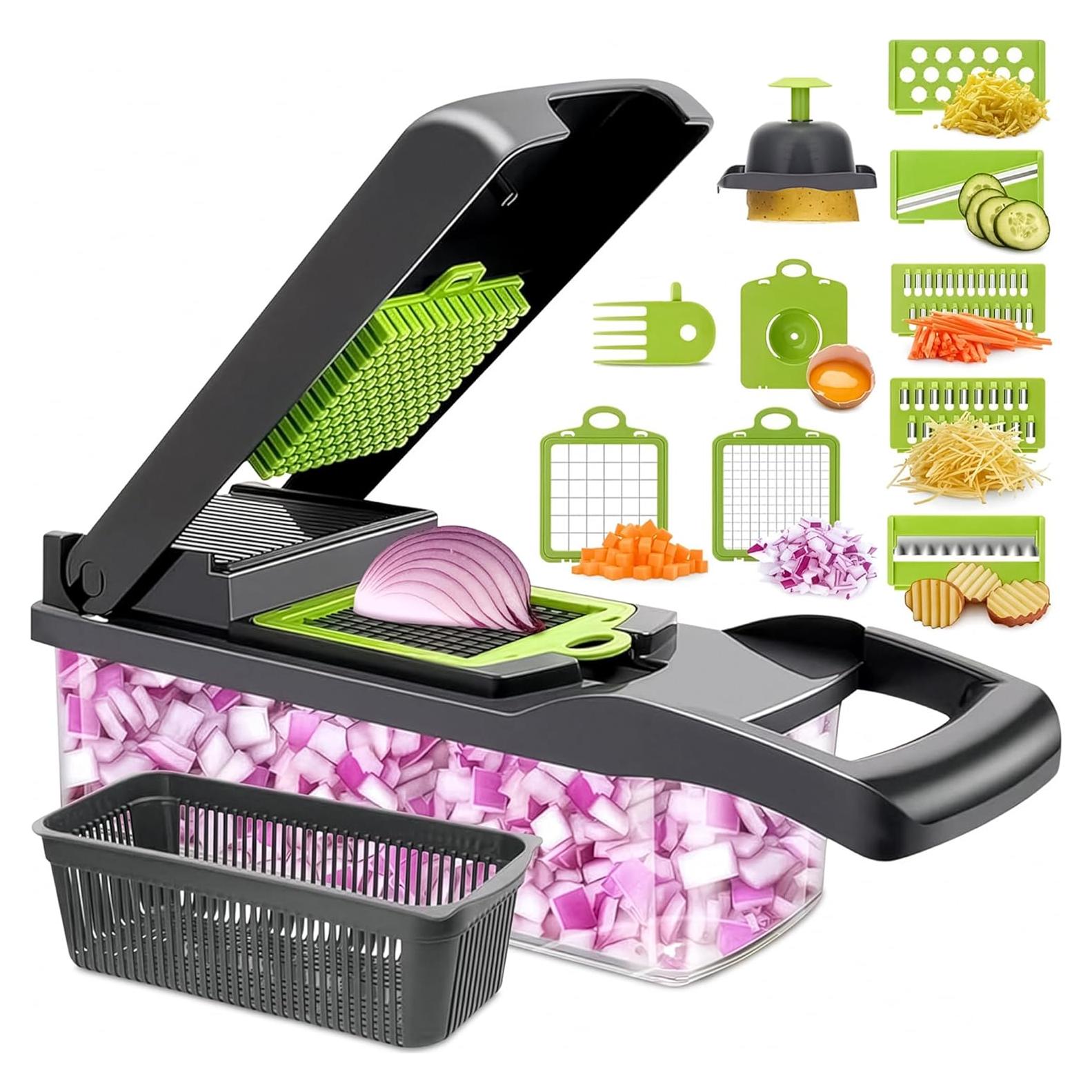 Cortador de Verduras Manual LIBERHAUS 14 en 1 con Contenedor