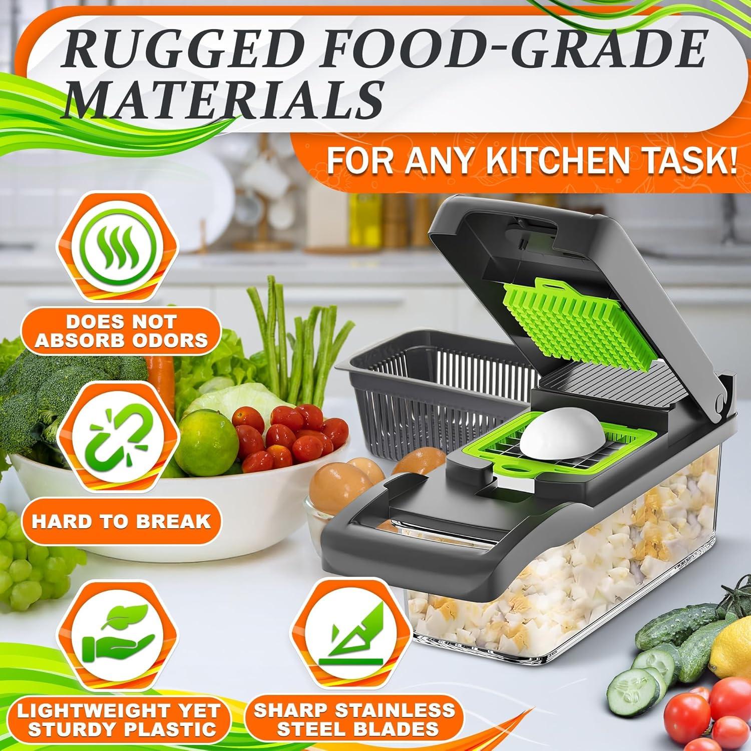 Cortador de Verduras Manual LIBERHAUS 14 en 1 con Contenedor