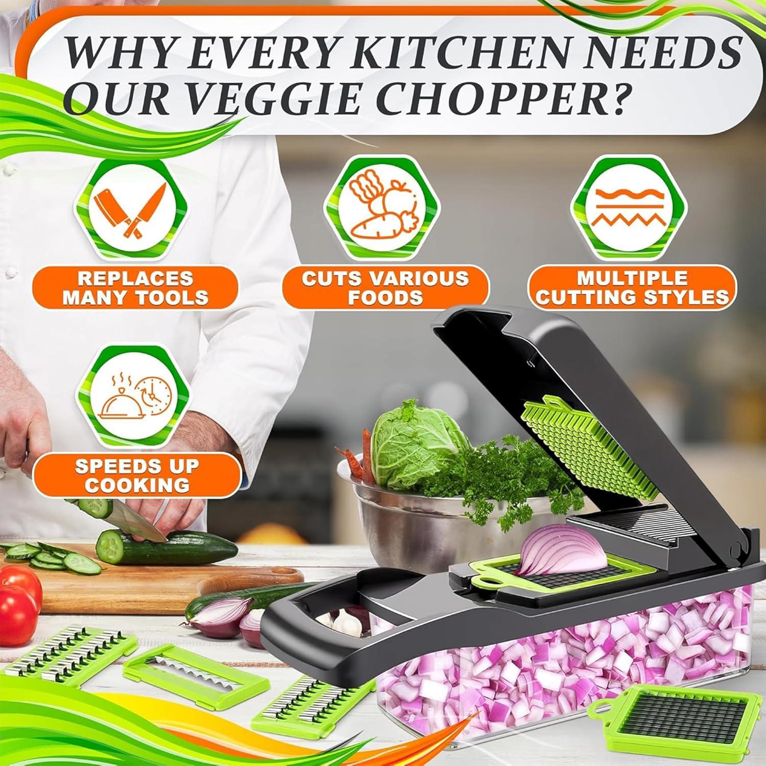 Cortador de Verduras Manual LIBERHAUS 14 en 1 con Contenedor