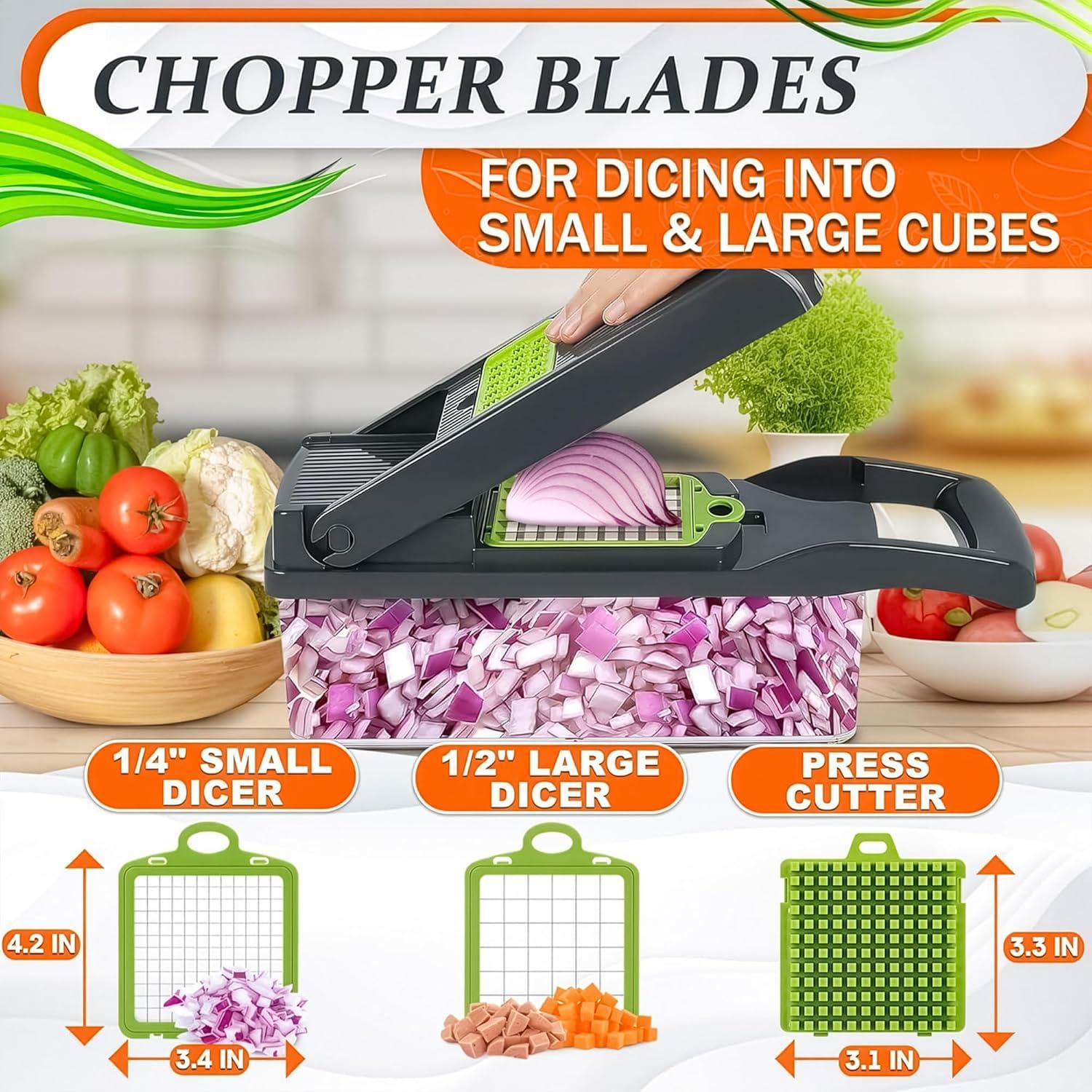 Cortador de Verduras Manual LIBERHAUS 14 en 1 con Contenedor