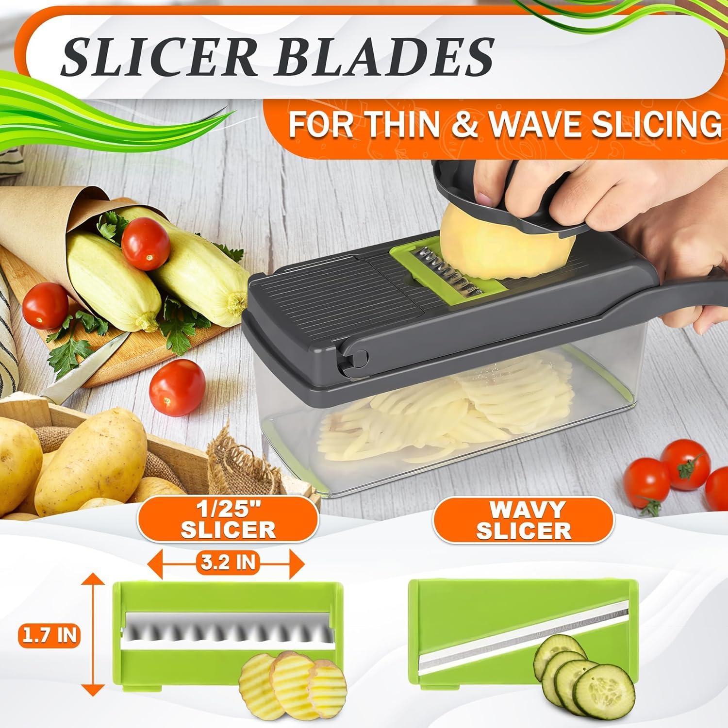 Cortador de Verduras Manual LIBERHAUS 14 en 1 con Contenedor