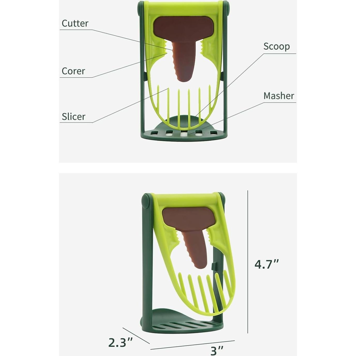 Cortador de Aguacate Todo-en-Uno Mage Crab - Verde, 12.39 cm
