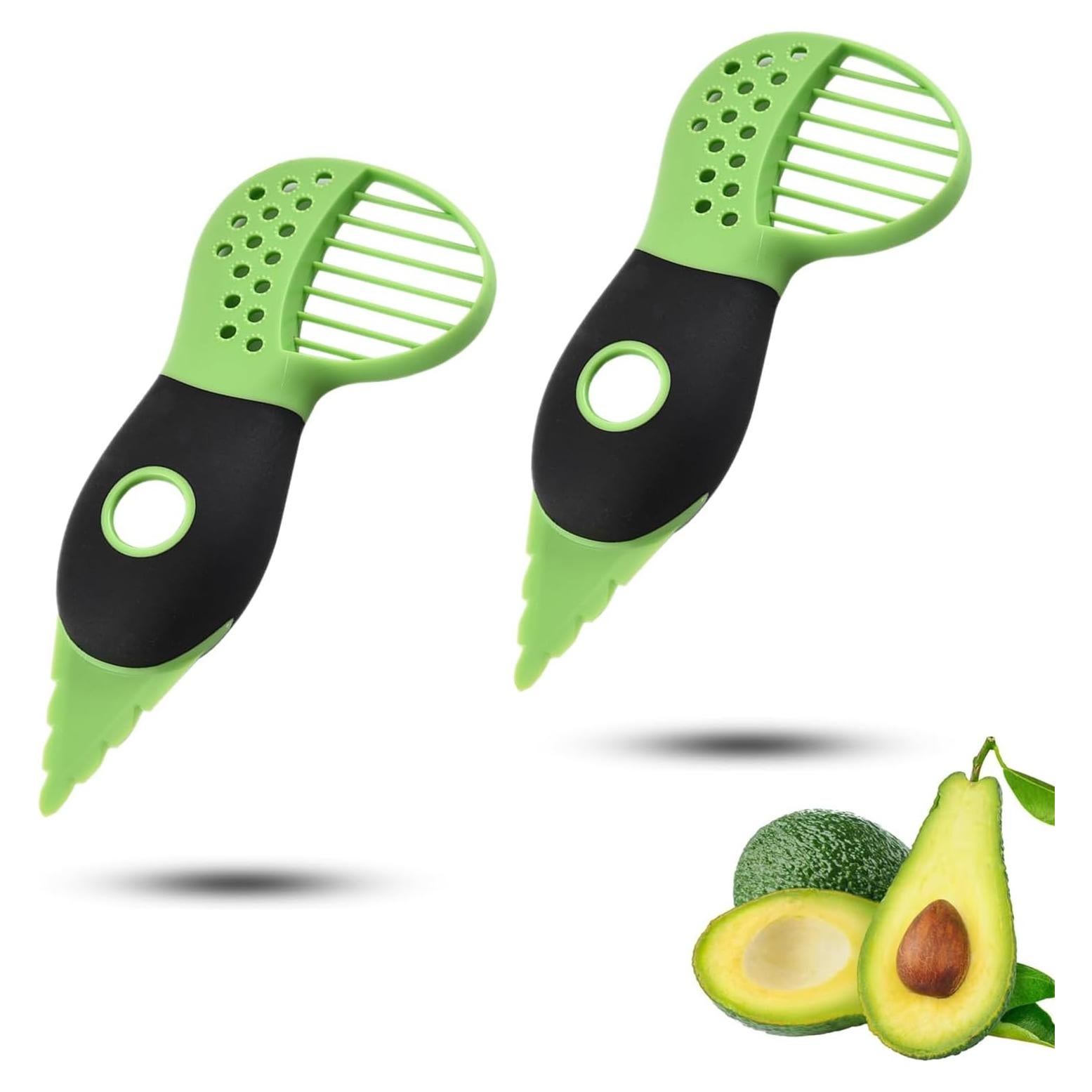 Cortador de Aguacate 3 en 1 TDGBIH - 2 Piezas, Verde y Negro