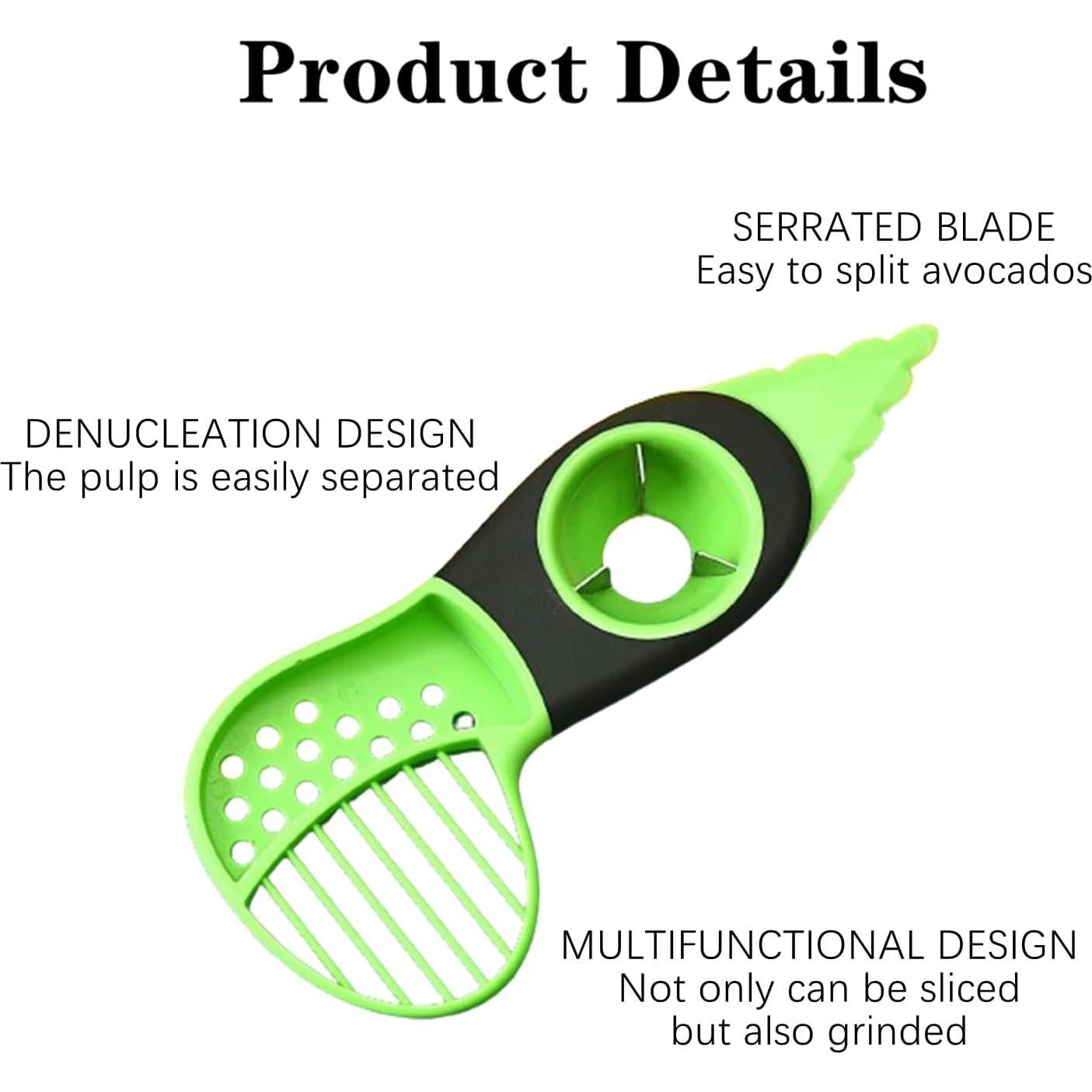 Cortador de Aguacate 3 en 1 TDGBIH - 2 Piezas, Verde y Negro