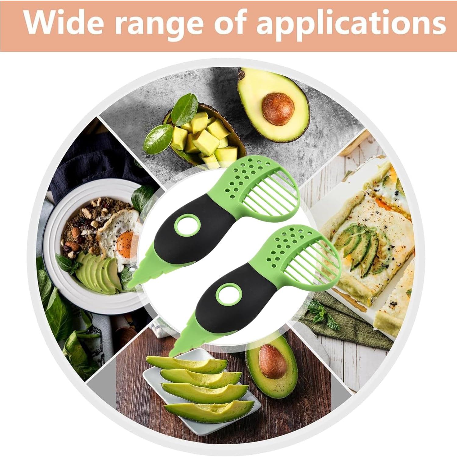 Cortador de Aguacate 3 en 1 TDGBIH - 2 Piezas, Verde y Negro