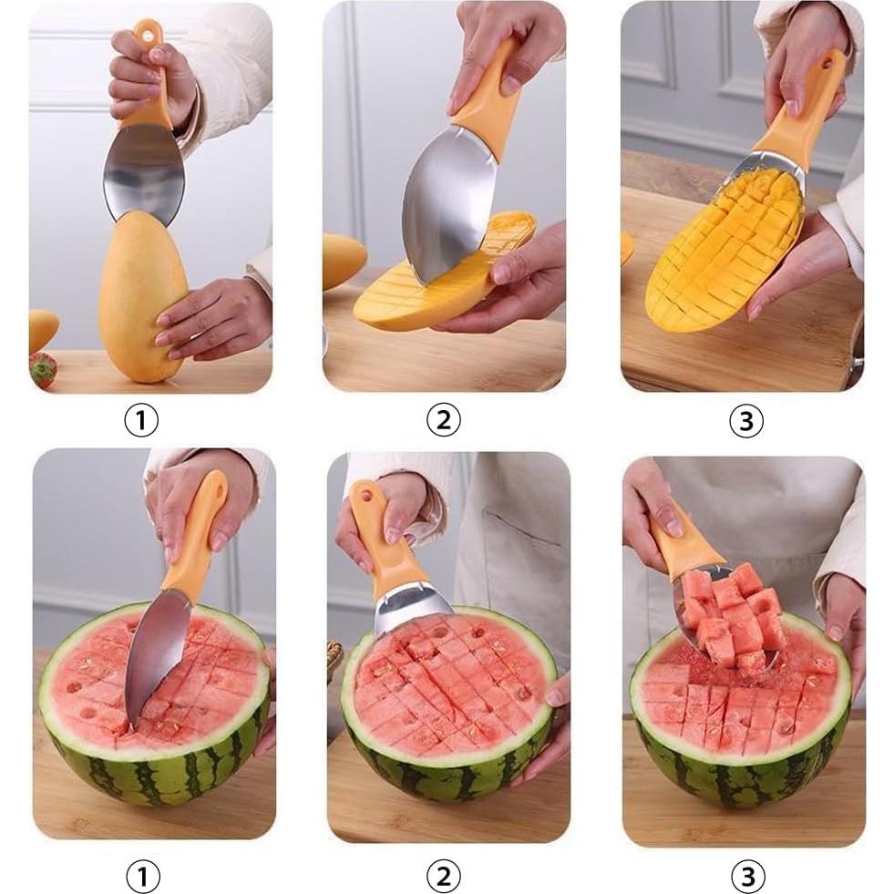 Cortador de Mango JOMIHONEY 2 Pcs Acero Inoxidable Naranja