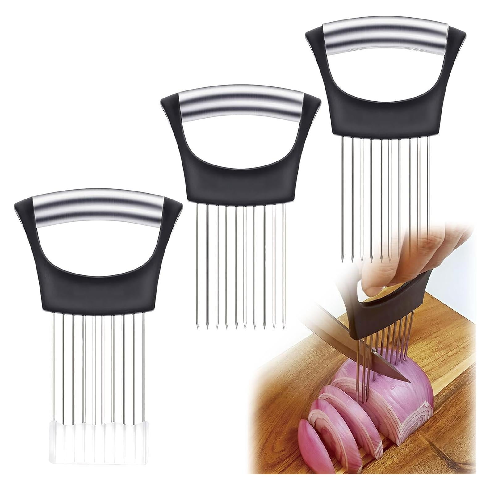 Juego de 3 Sujetadores de Cebolla DYULJS - Acero Inoxidable Negro