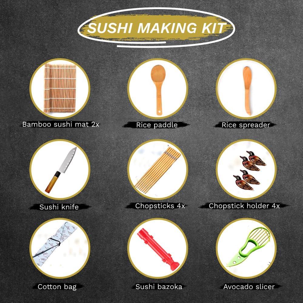 Kit de Hacer Sushi Sheriffdrink con Rodillo Bazooka y Utensilios