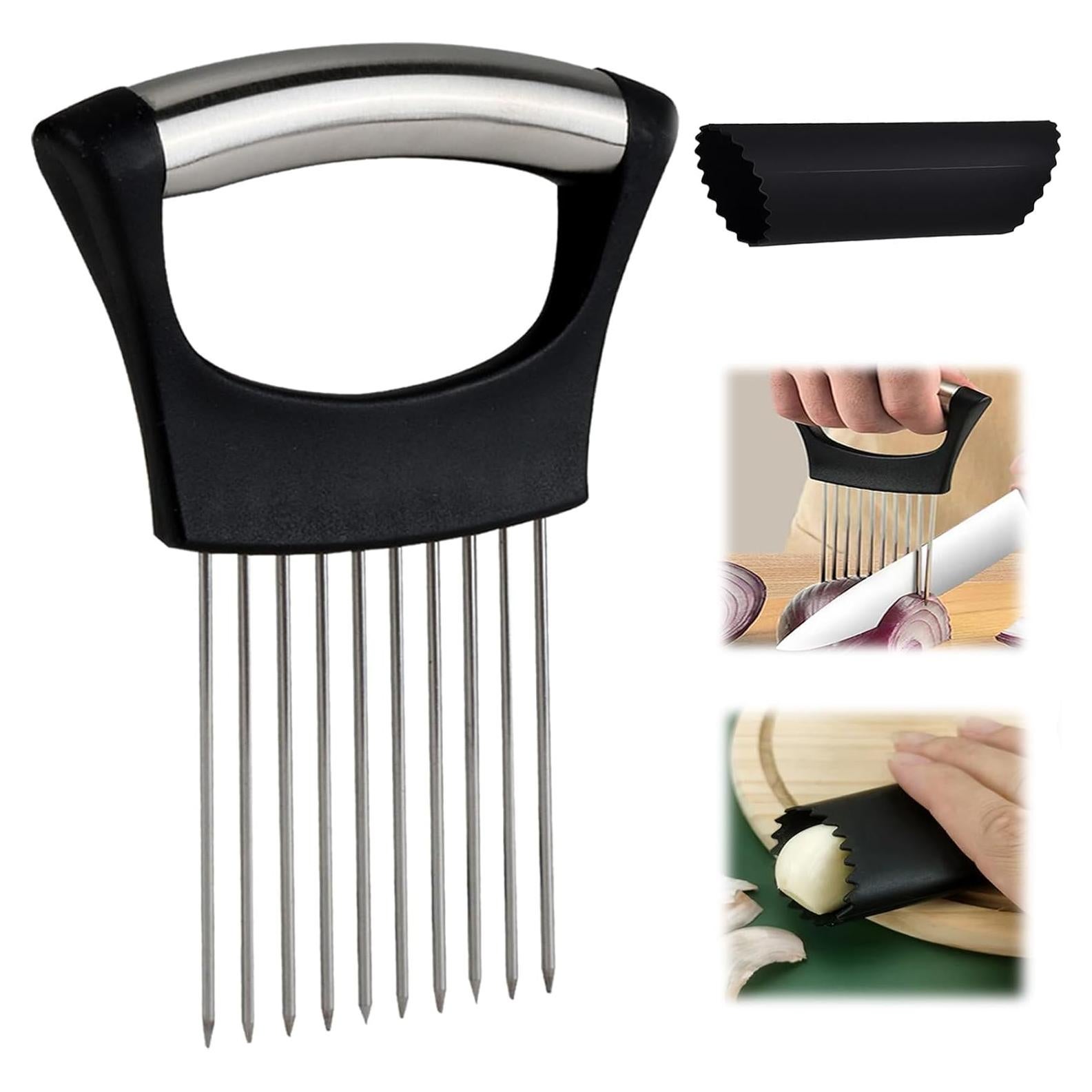 Soporte Cortador de Cebolla Dvvsav con Pelador de Ajo - Acero Inoxidable