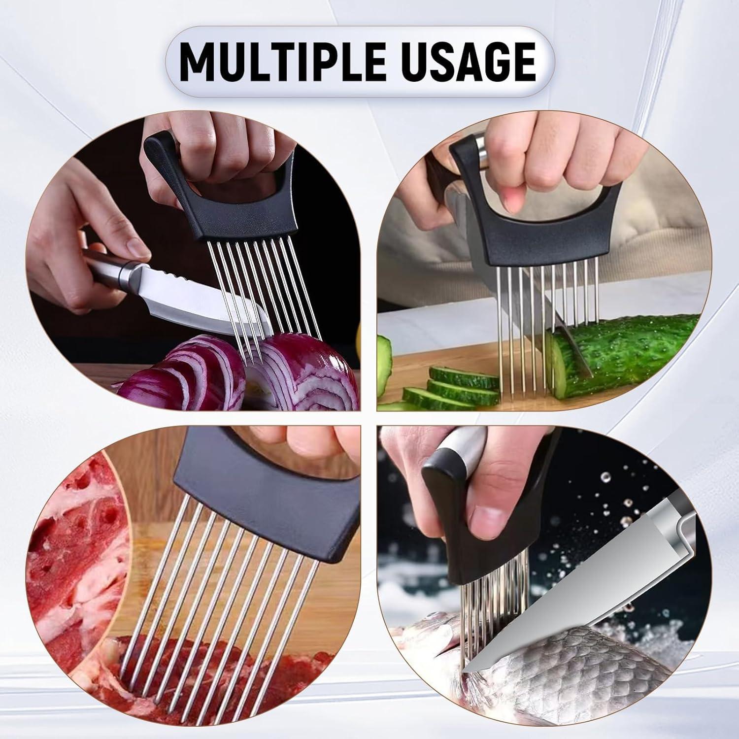 Soporte Cortador de Cebolla Dvvsav con Pelador de Ajo - Acero Inoxidable