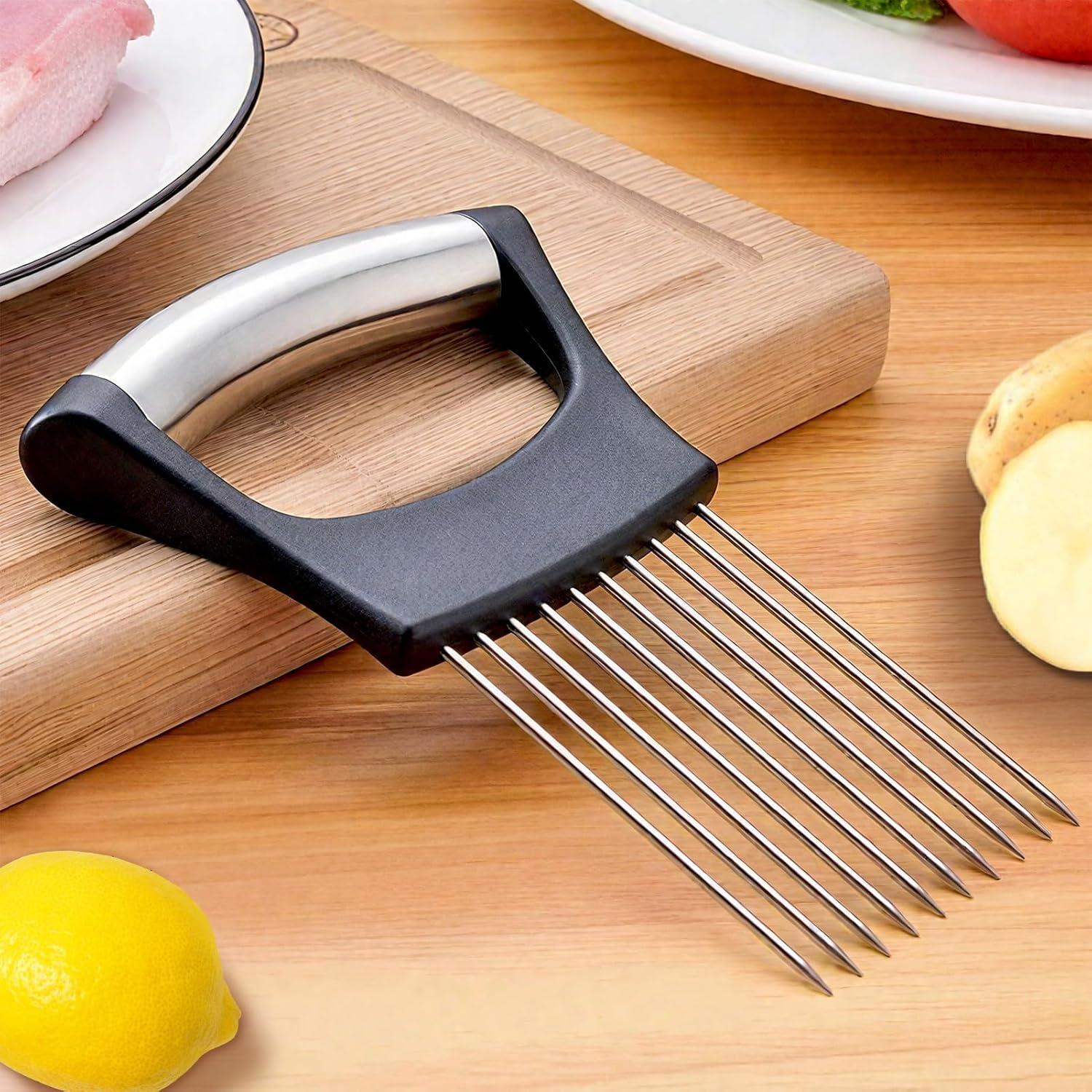 Soporte Cortador de Cebolla Dvvsav con Pelador de Ajo - Acero Inoxidable