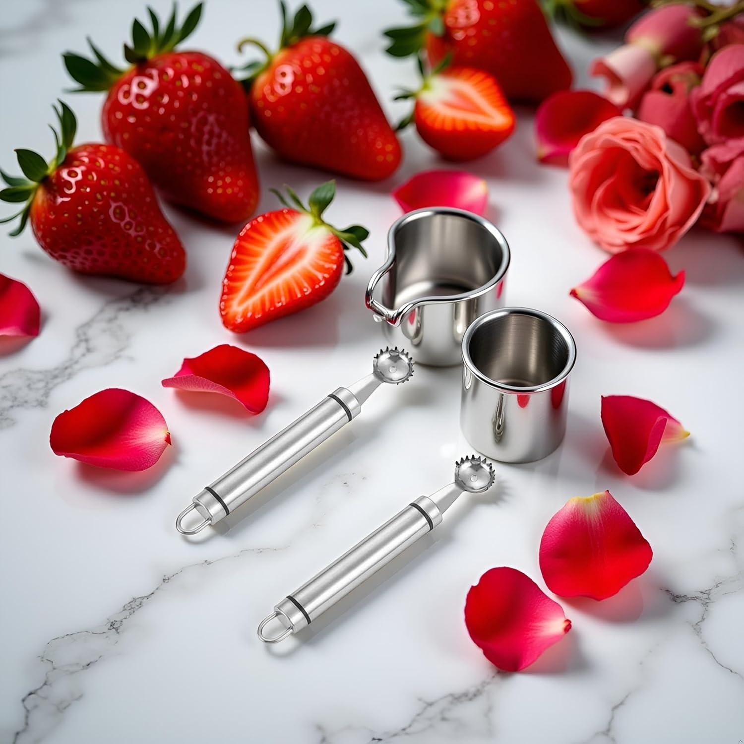 Juego de 2 Huller de Fresa Tnyvm Acero Inoxidable 9g