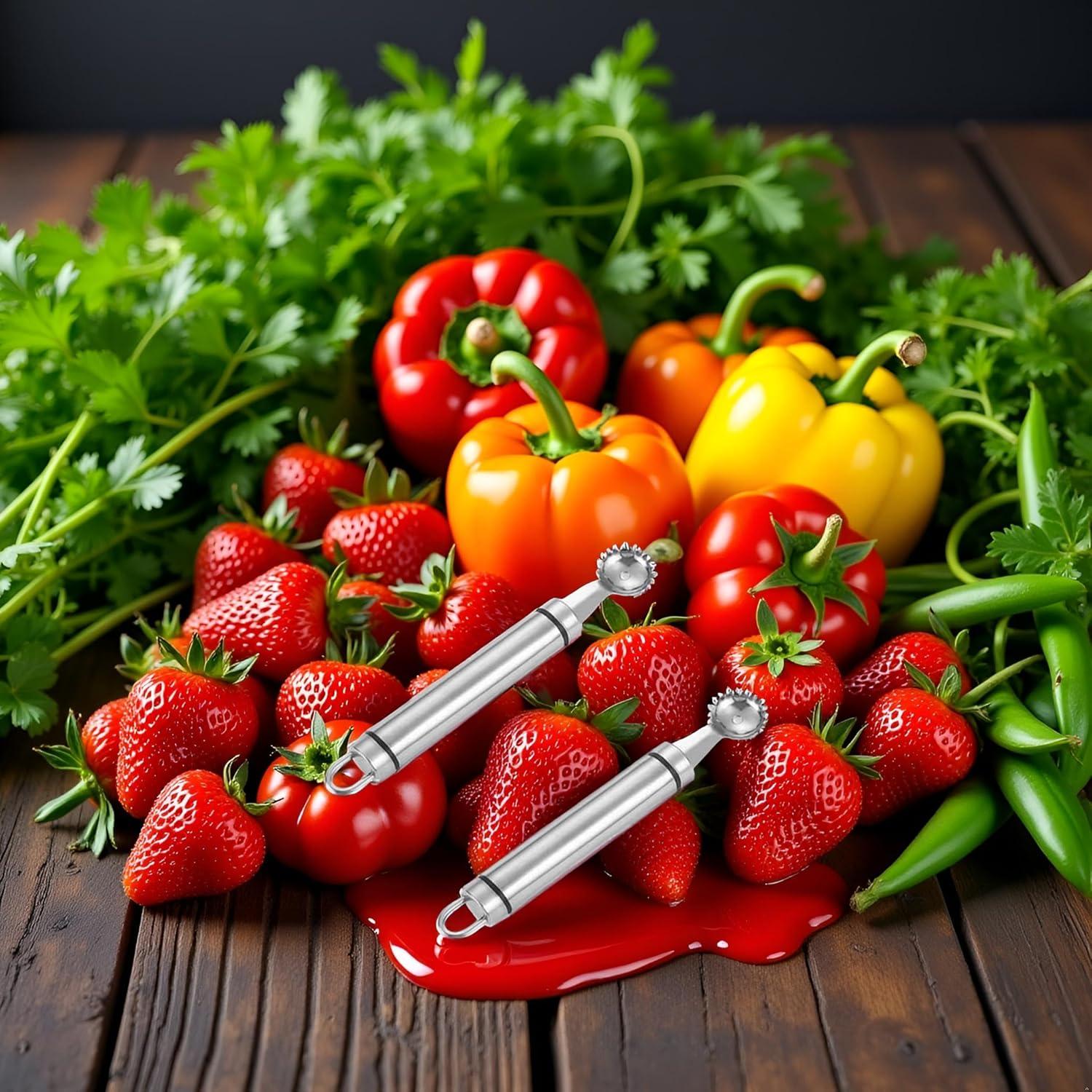 Juego de 2 Hullers de Acero Inoxidable Myuiao Multi-Función