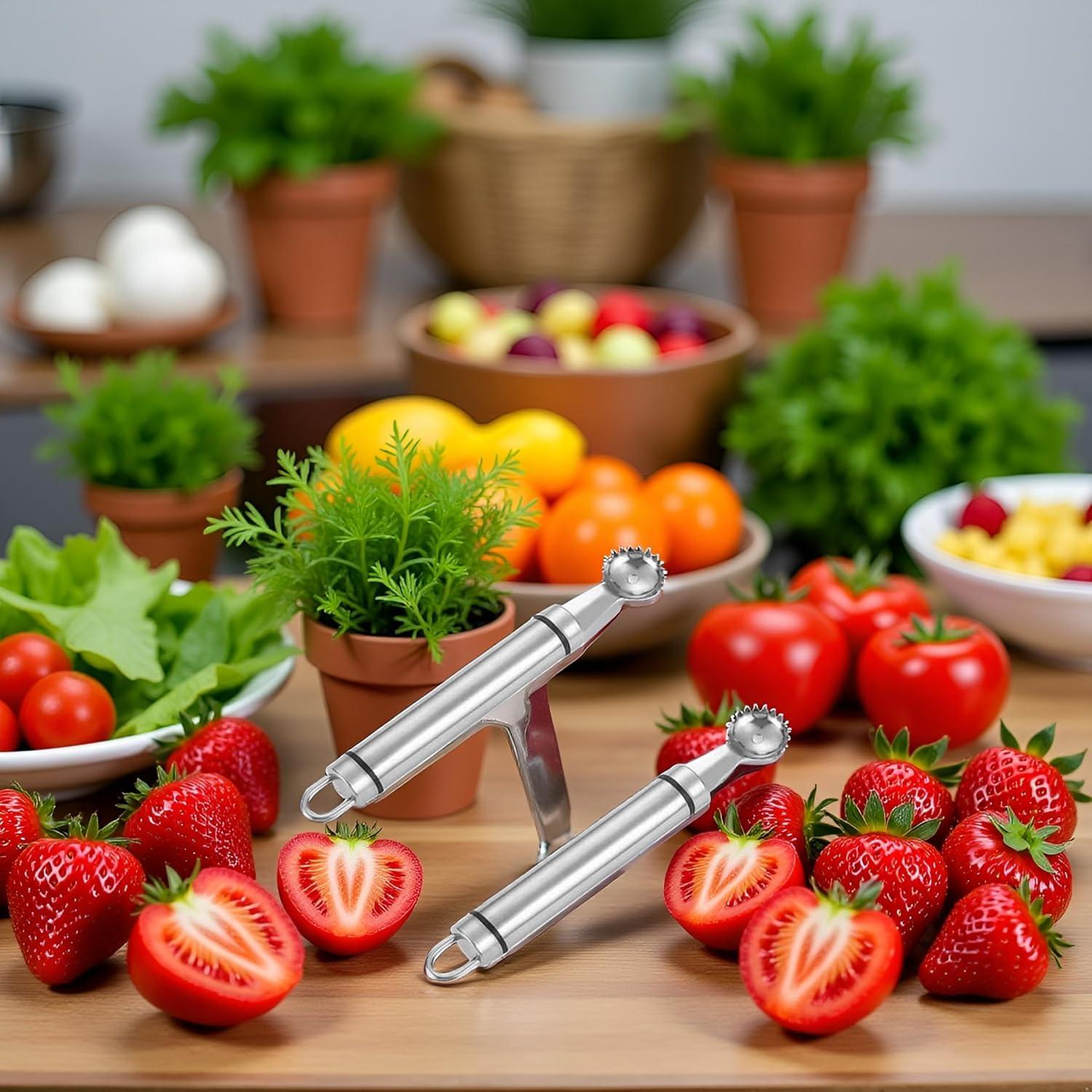 Juego de 2 Hullers de Acero Inoxidable Myuiao Multi-Función