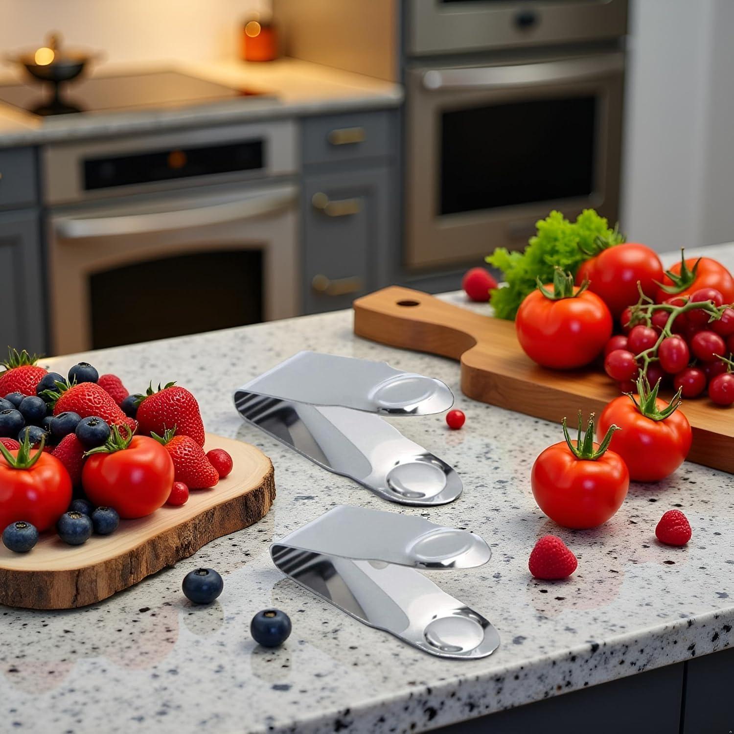 Juego de 2 Descorazonadores de Fresas Tnyvm Acero Inoxidable