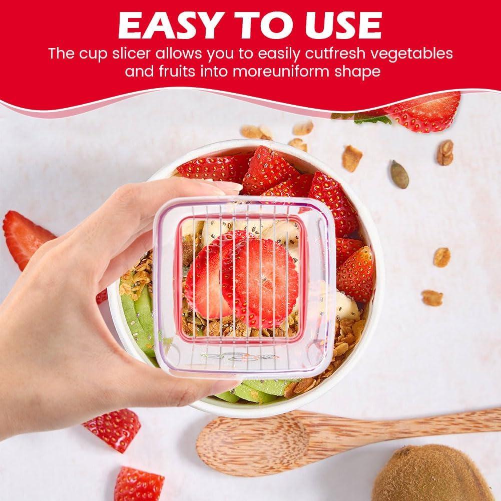 Cortador de Frutas y Verduras Beiyoule Rojo, 8 Cuchillas de Acero Inoxidable