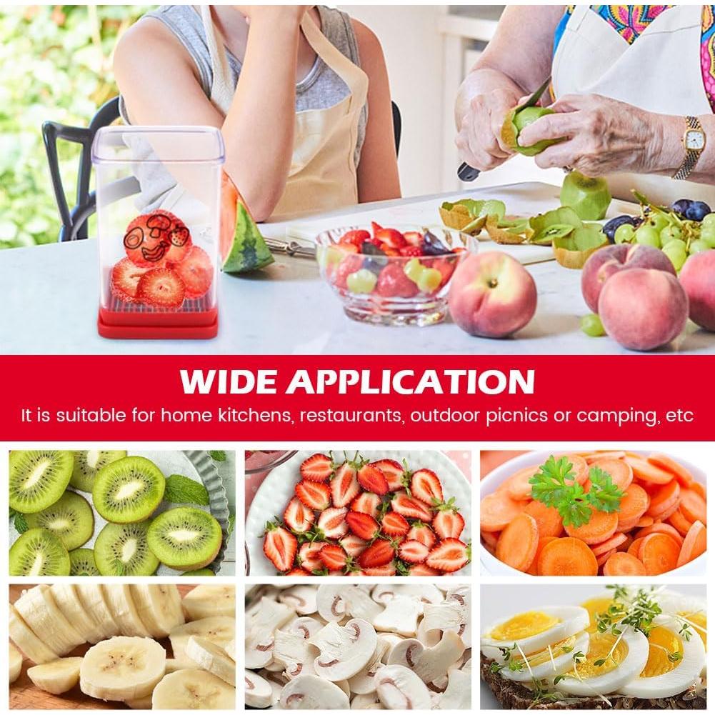 Cortador de Frutas y Verduras Beiyoule Rojo, 8 Cuchillas de Acero Inoxidable