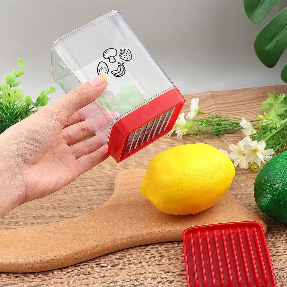 Cortador de Frutas y Verduras Beiyoule Rojo, 8 Cuchillas de Acero Inoxidable