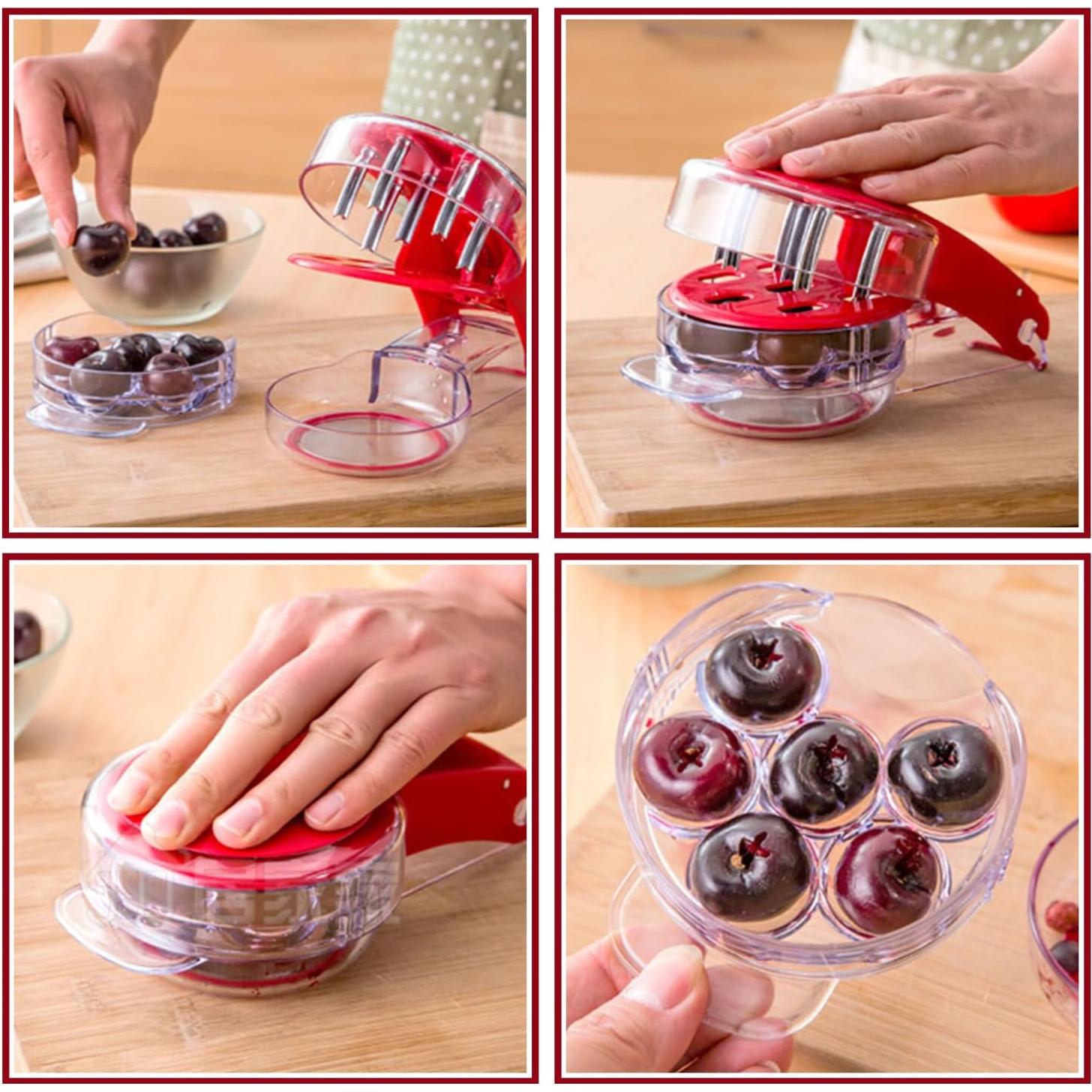 Deshuesador de Cereza JJYHEHOT Acero Inoxidable 6 Agujeros