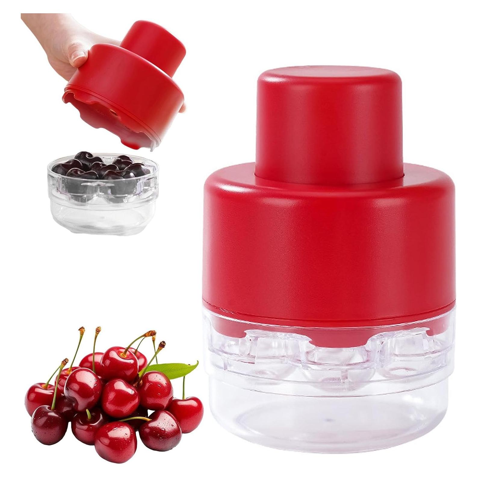 Deshuesador de Cerezas XuYelora Rojo, 7 Agujeros, ABS