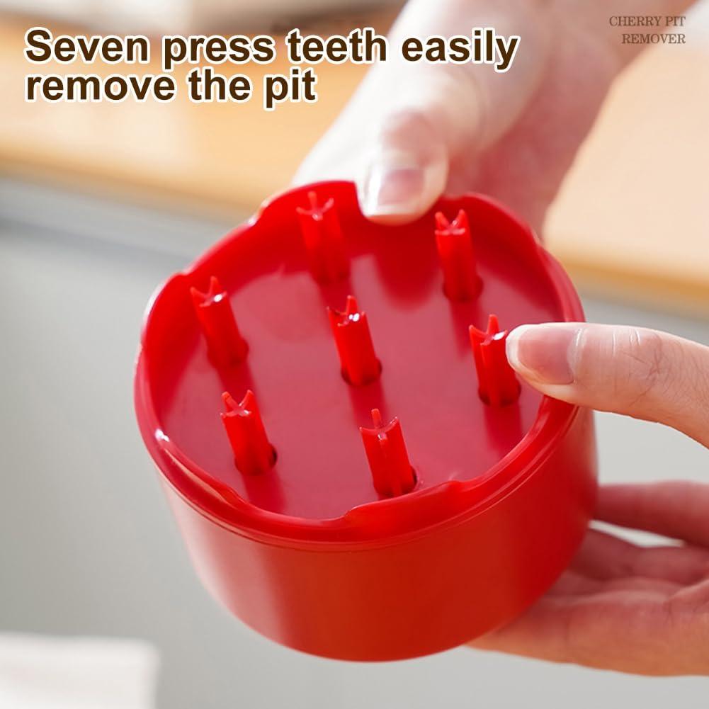 Deshuesador de Cerezas XuYelora Rojo, 7 Agujeros, ABS