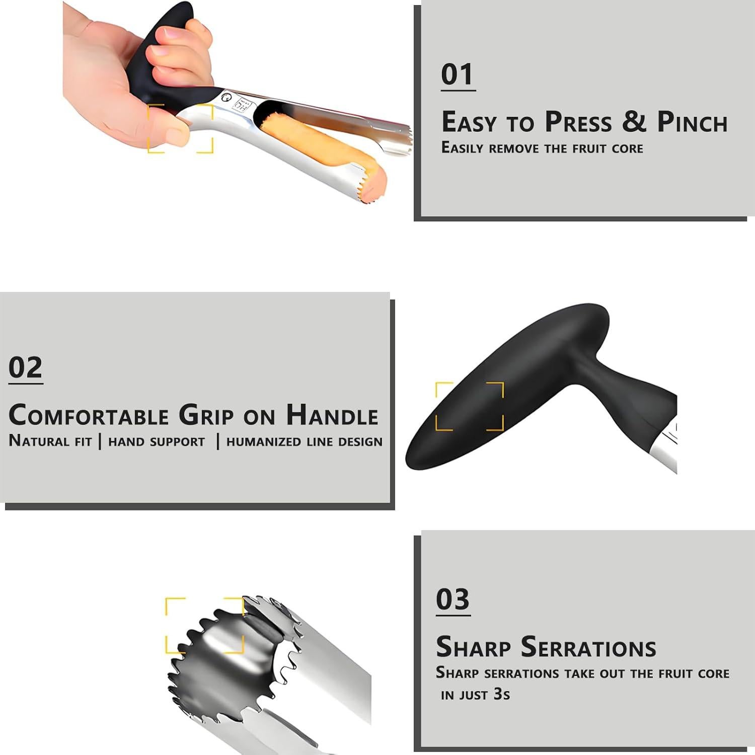 Removedor de Corazón de Manzana Kesttenn - Acero Inoxidable, Negro