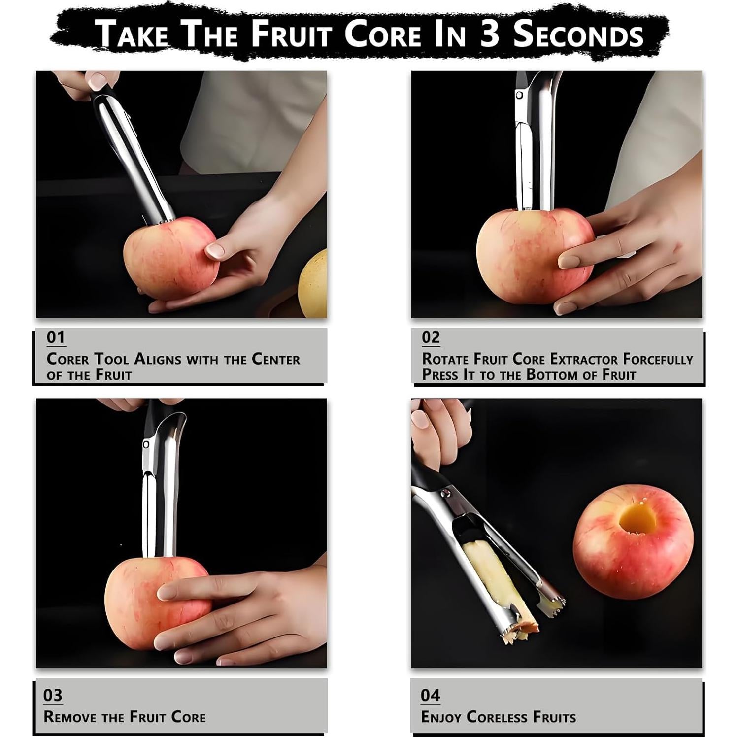 Removedor de Corazón de Manzana Kesttenn - Acero Inoxidable, Negro