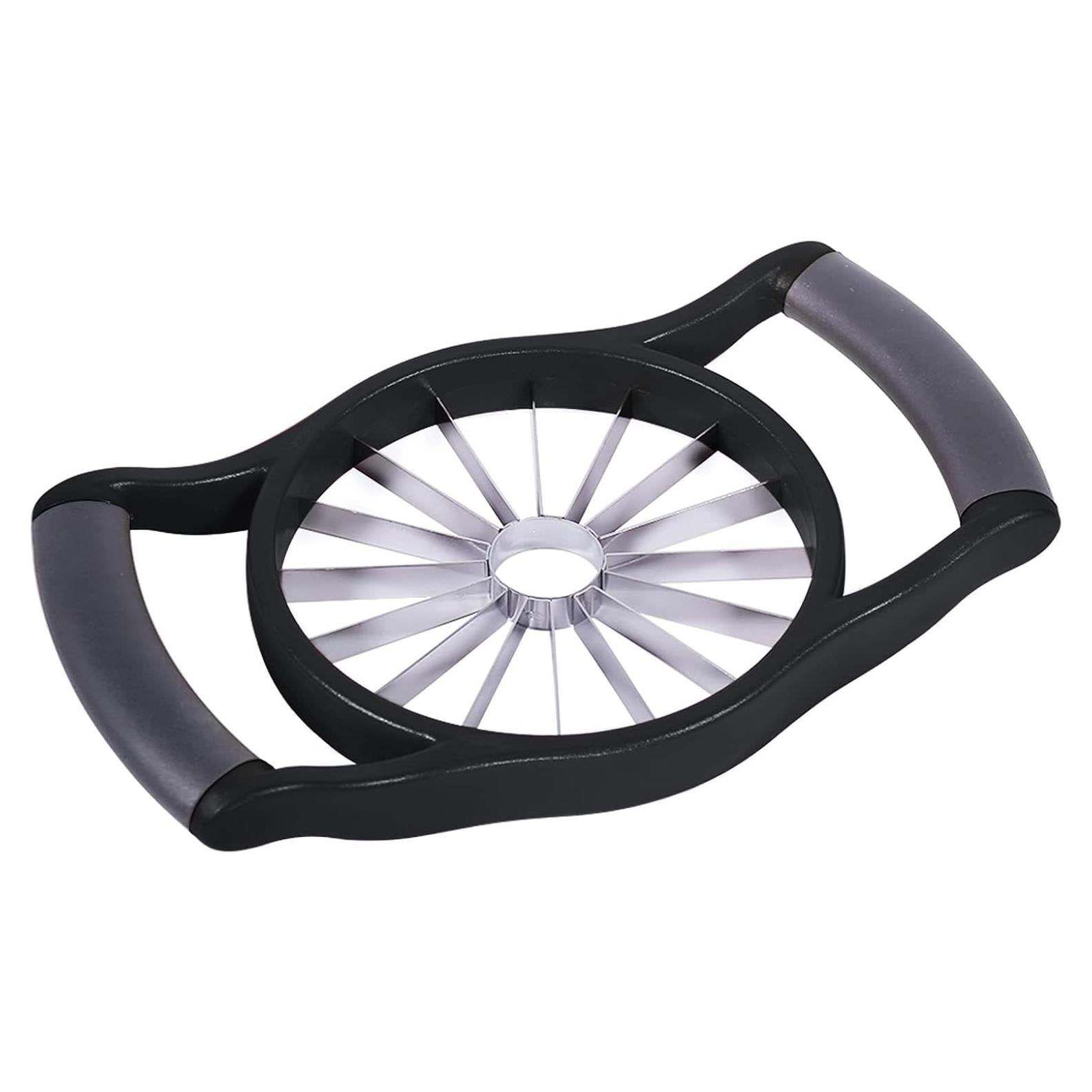 OOKUU 5.12 Inch Extra Large Apple Cutter, Heavy Duty Apple Slicer 16 Slices, Durable Apple Corer, Stainless Steel Apple Slicer and Corer for Apple, Potato, Onion, Black