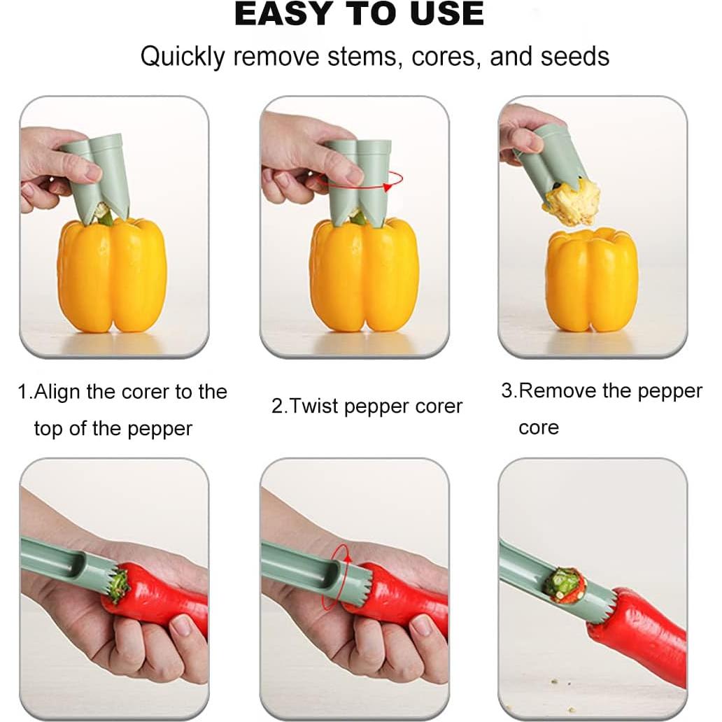 Removedor de Semillas de Pimiento CukAid 2 en 1 Verde