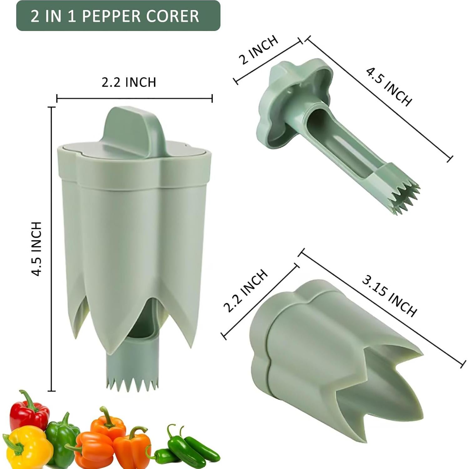 Removedor de Semillas de Pimiento CukAid 2 en 1 Verde
